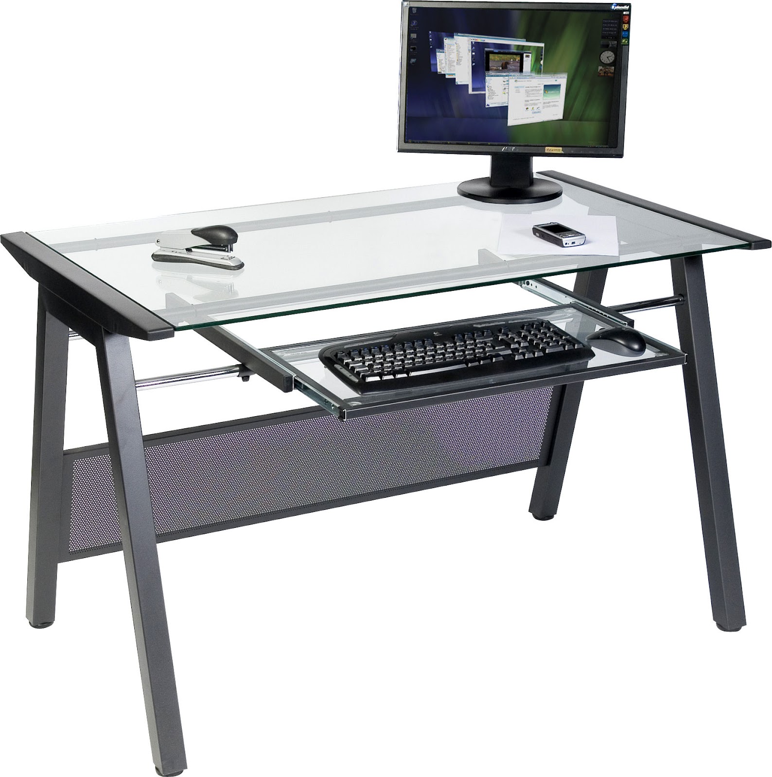 Office Workstation Bench Glass Dressed Microsupply