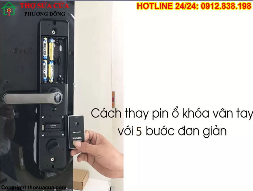 Cách thay pin khóa cửa vân tay