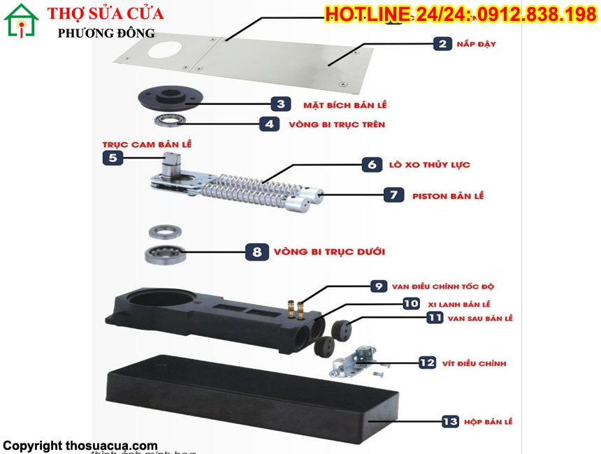 Bản lề thủy lực cửa gỗ