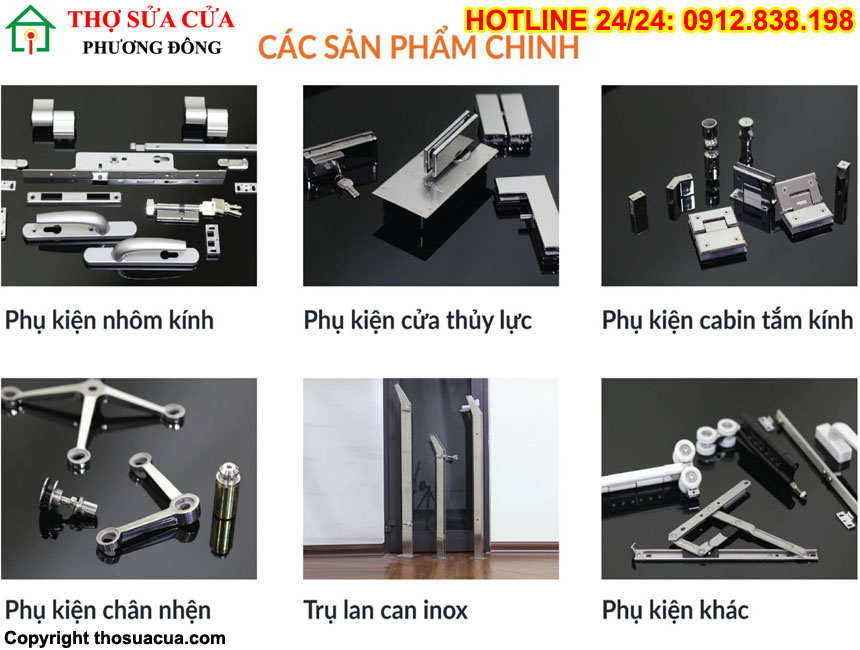 Các loại phụ kiện cửa nhôm