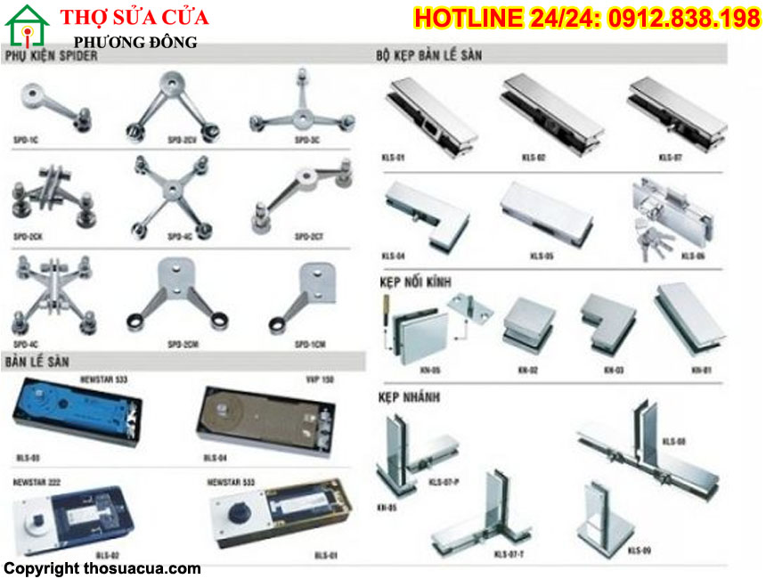 Các loại phụ kiện cửa nhôm