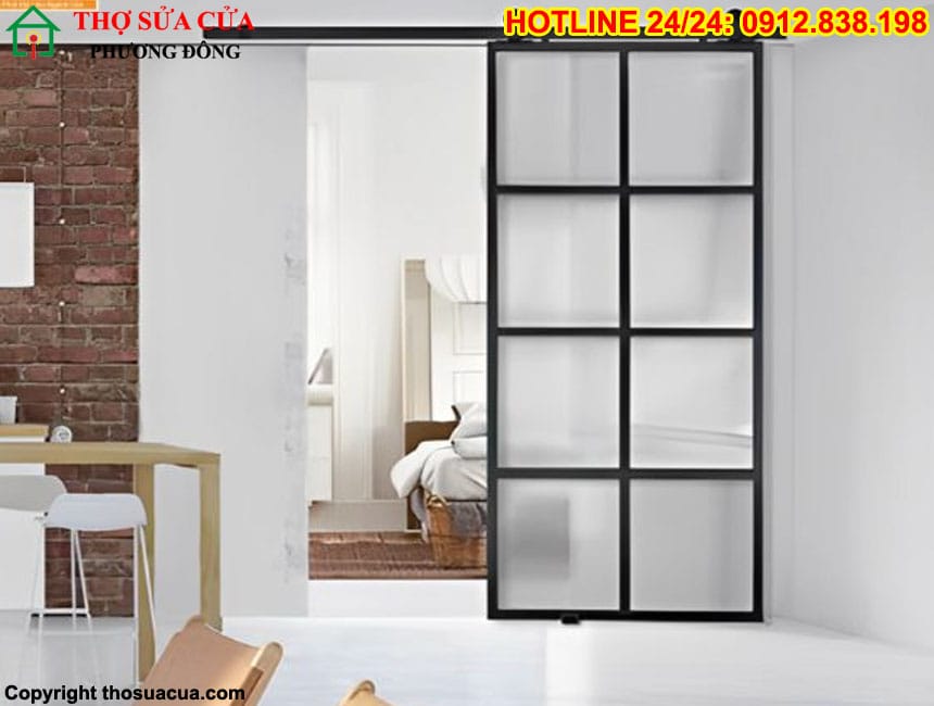 Cửa lùa nhôm kính cho phòng ngủ