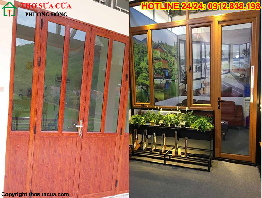 Cửa nhôm hệ vân gỗ