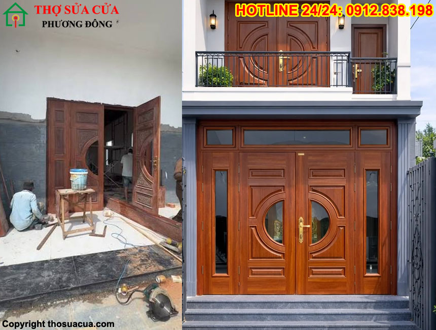 Lắp đặt cửa gỗ 4 cánh