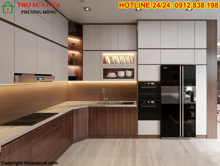 Tủ bếp gỗ công nghiệp