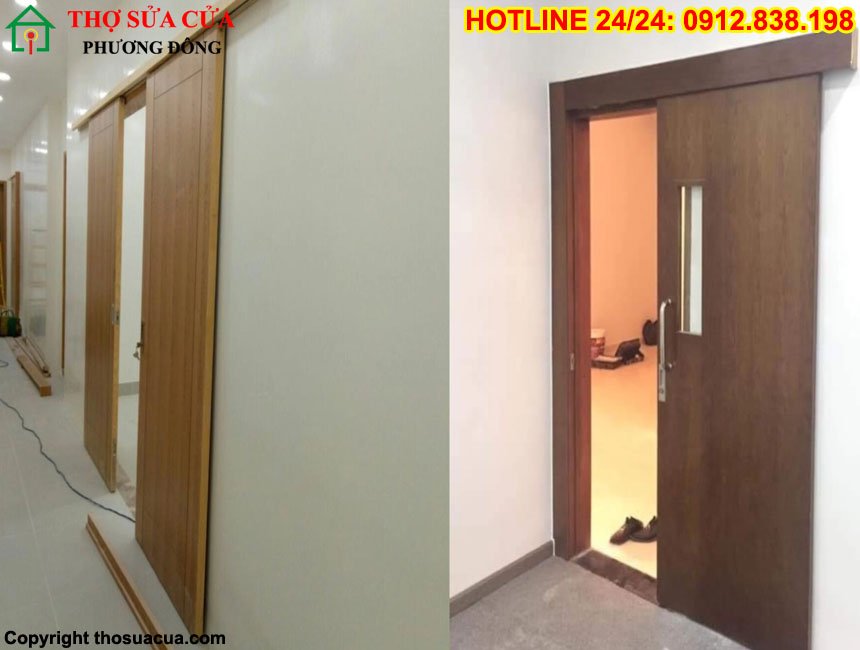 Cửa gỗ lùa công nghiệp