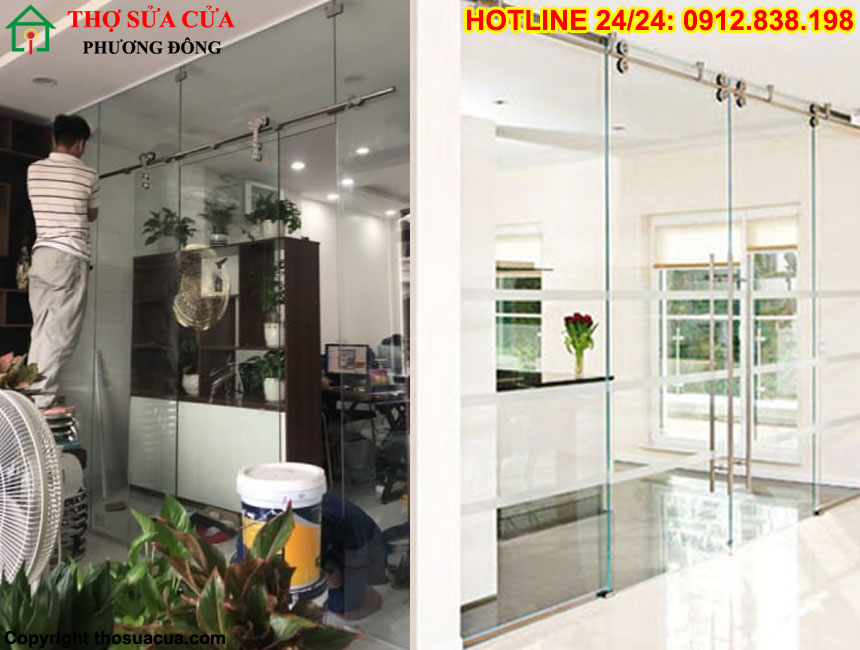 Cửa kính lùa ray Inox