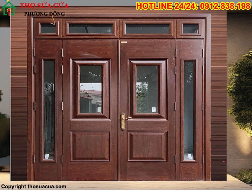 Cửa thép vân gỗ 4 cánh