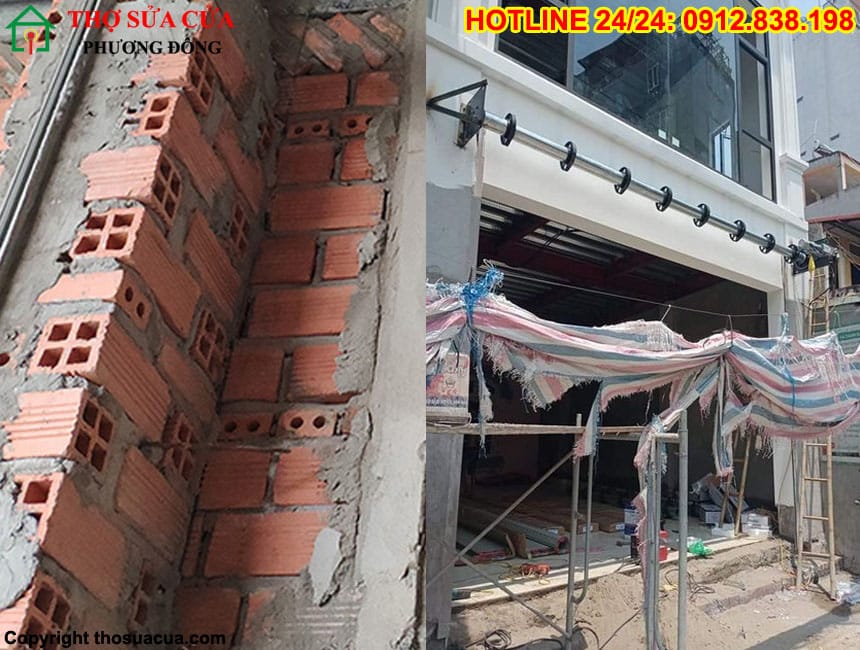 Xây tường để chờ lắp đặt cửa cuốn