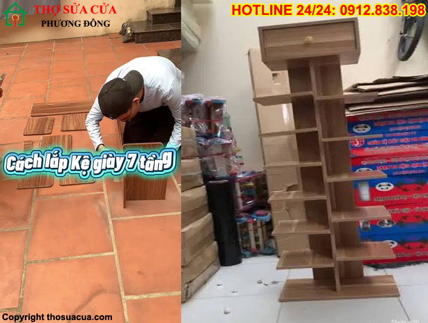Cách lắp kệ gỗ 7 tầng