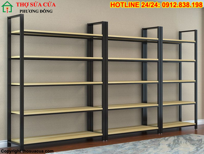 Kệ sắt mặt gỗ 5 tầng