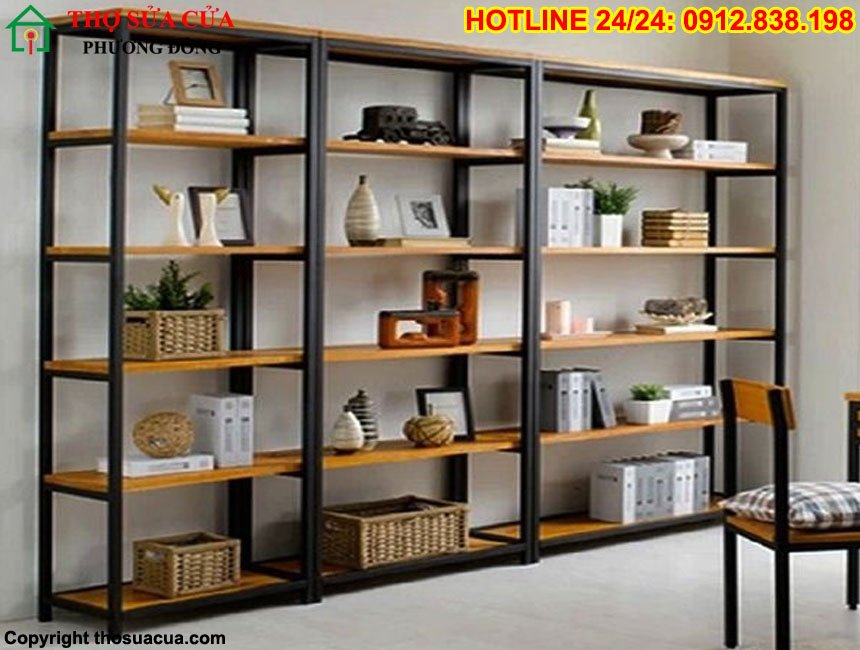 Kệ sắt mặt gỗ 5 tầng