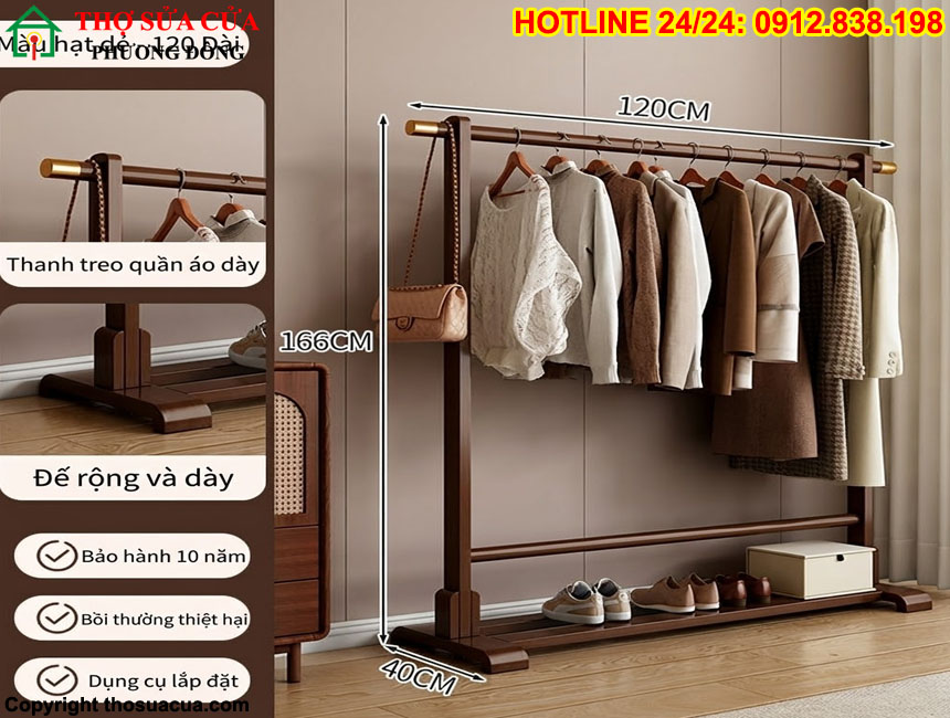 Lắp kệ gỗ treo quần áo