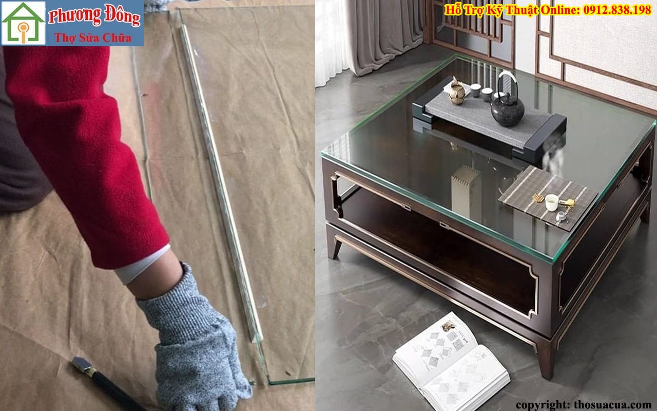 Cắt kính mặt bàn tại Hoàng Mai