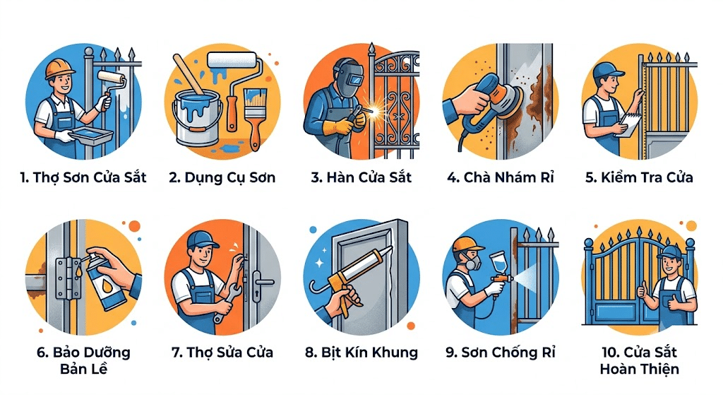 Sơn sửa cửa sắt tại Thanh Oai