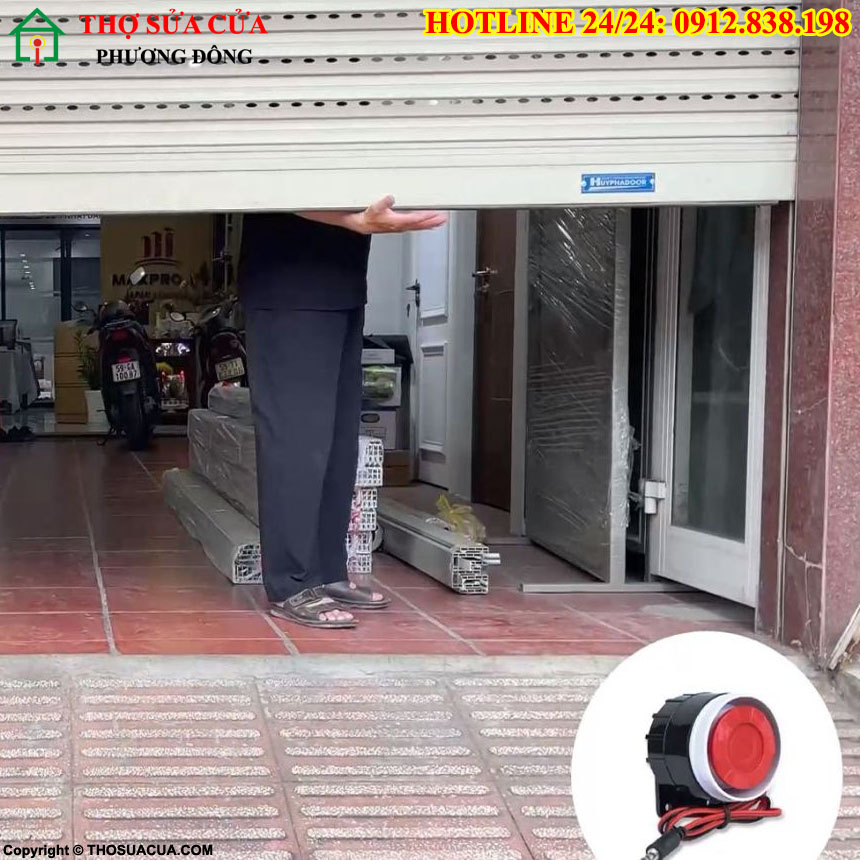 lắp cảm biến dừng cửa cuốn