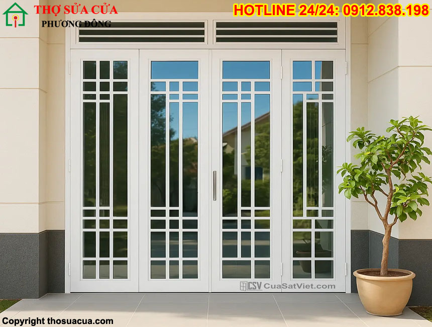 Cửa sắt kết hợp kính cường lực