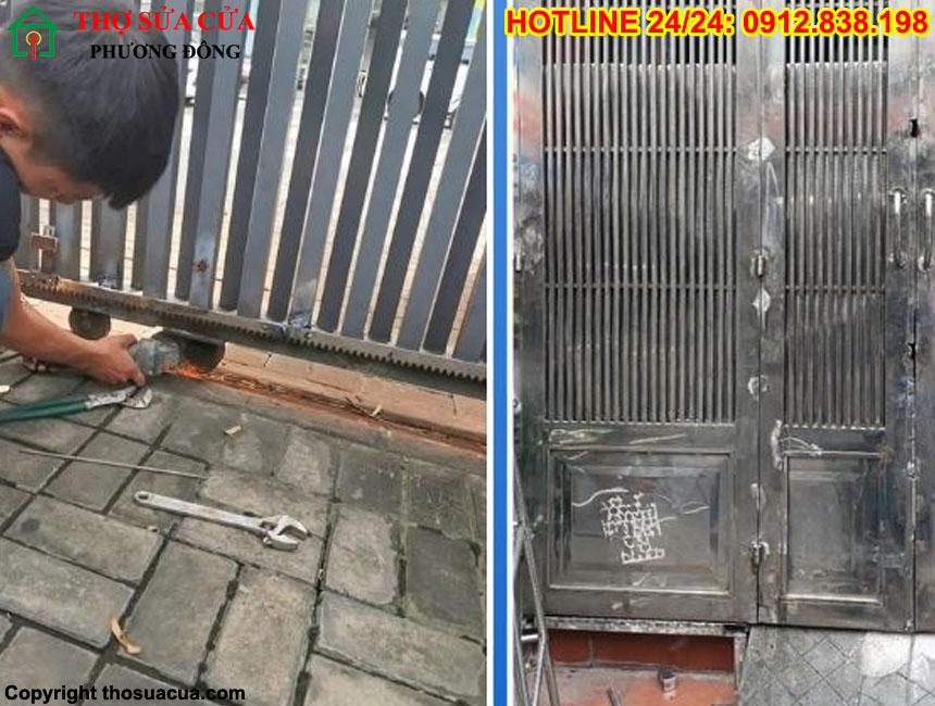 Cửa sắt bị xệ cạ nền