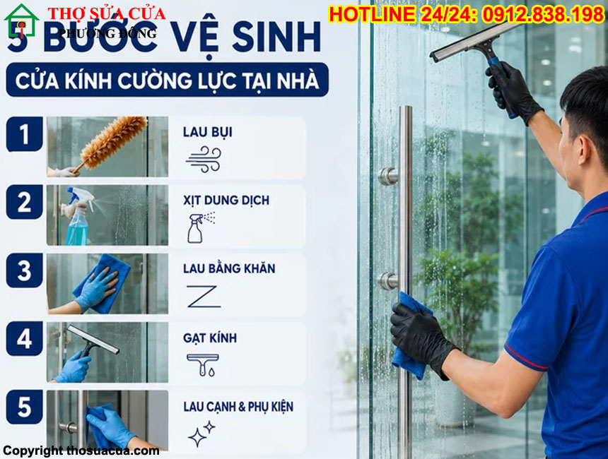 Quy trình bảo trì cửa kính cường lực