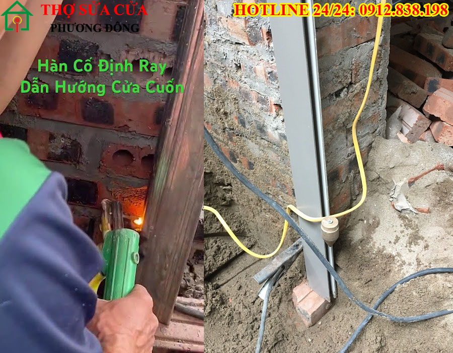 gia cố hàn ray cửa cuốn