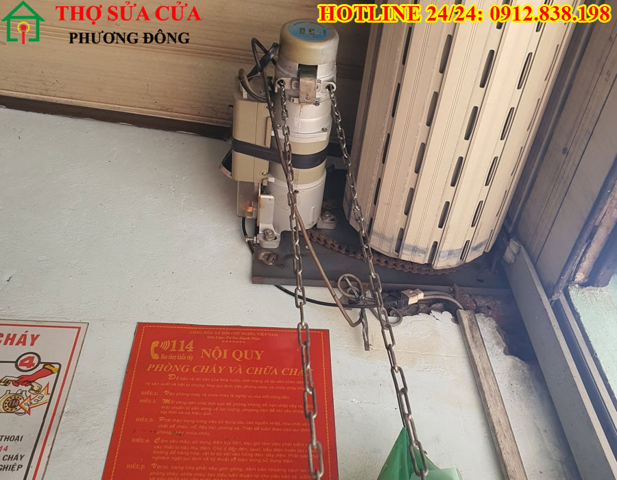 hàn gia cố động cơ kéo cửa cuốn