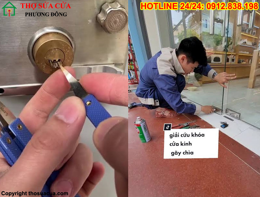 Chìa khóa cửa kính bị gãy bên trong