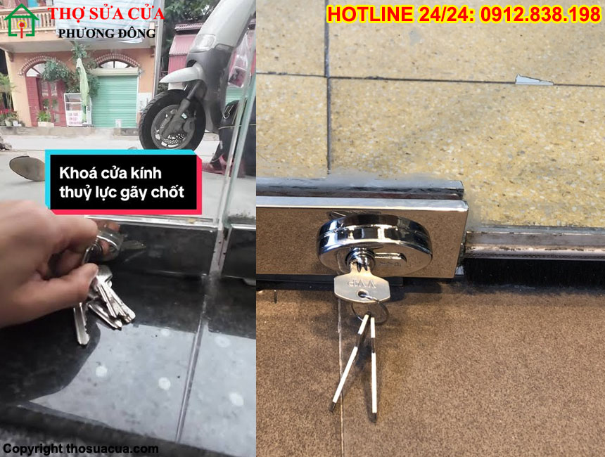 Chìa khóa cửa kính bị gãy bên trong
