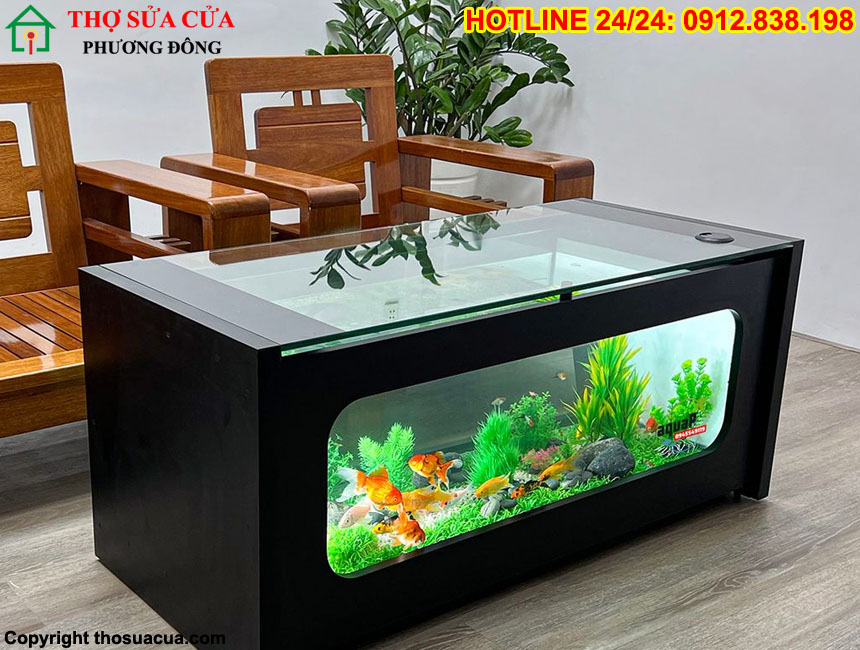 Bàn sofa bể cá mặt kính