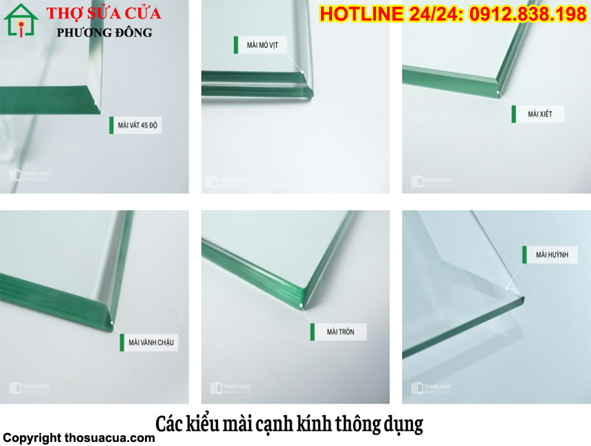 Các kiểu mài cạnh kính